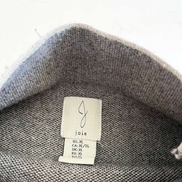 Joie Gray Black Mock Turtleneck Fair Isle Geometric Knit Pullover Sweater Sz XL - Picture 3 of 8